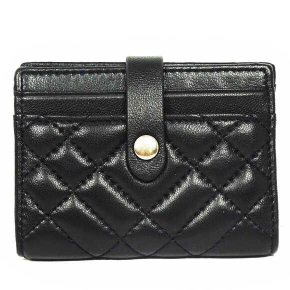 KURT GEIGER LONDON Quilted Leather Bifold Card Wallet in Black - Picture 1 of 5
